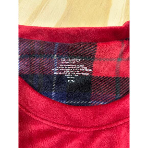 ClimateRight Cuddl Duds Velour Long Sleeve Top M Red Soft Cozy Pullover - Picture 5 of 6